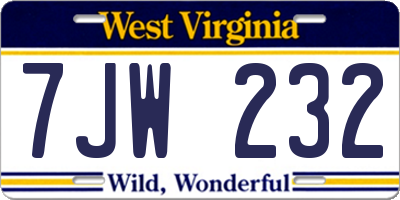 WV license plate 7JW232