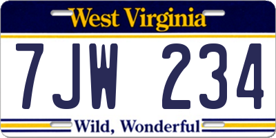 WV license plate 7JW234