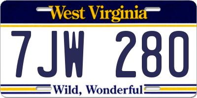 WV license plate 7JW280