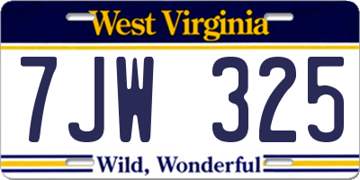 WV license plate 7JW325