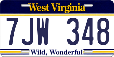 WV license plate 7JW348