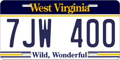 WV license plate 7JW400
