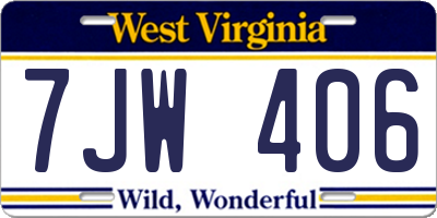 WV license plate 7JW406