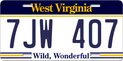 WV license plate 7JW407