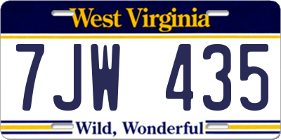 WV license plate 7JW435