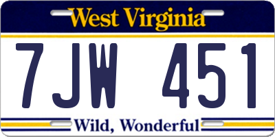 WV license plate 7JW451