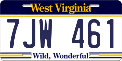 WV license plate 7JW461