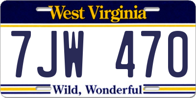WV license plate 7JW470