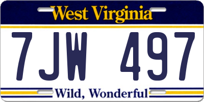 WV license plate 7JW497