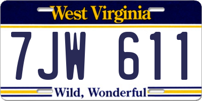 WV license plate 7JW611