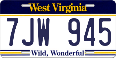 WV license plate 7JW945