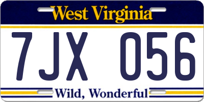 WV license plate 7JX056