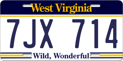 WV license plate 7JX714