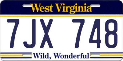 WV license plate 7JX748
