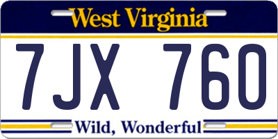 WV license plate 7JX760