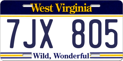 WV license plate 7JX805