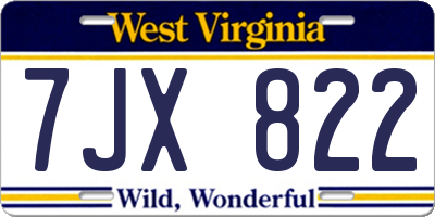 WV license plate 7JX822