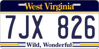 WV license plate 7JX826