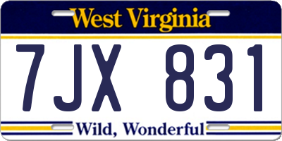 WV license plate 7JX831