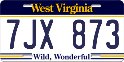 WV license plate 7JX873