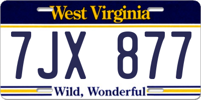 WV license plate 7JX877