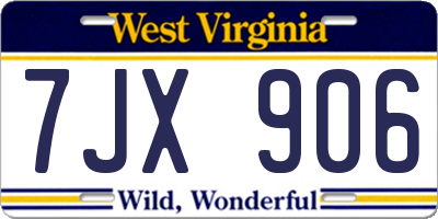 WV license plate 7JX906