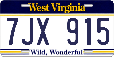 WV license plate 7JX915