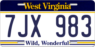 WV license plate 7JX983