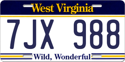 WV license plate 7JX988