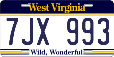 WV license plate 7JX993