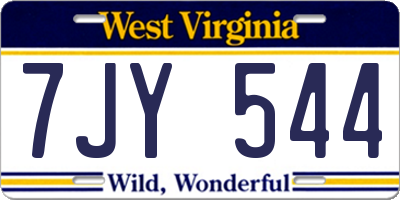 WV license plate 7JY544