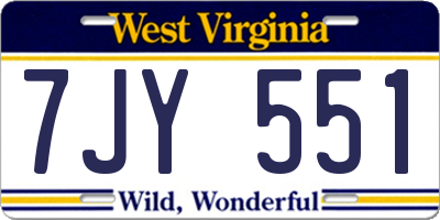 WV license plate 7JY551