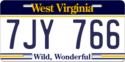WV license plate 7JY766