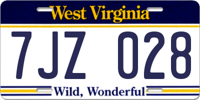 WV license plate 7JZ028