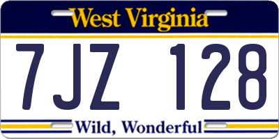 WV license plate 7JZ128