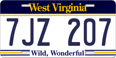 WV license plate 7JZ207
