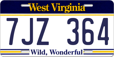 WV license plate 7JZ364