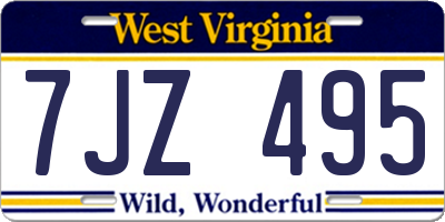 WV license plate 7JZ495
