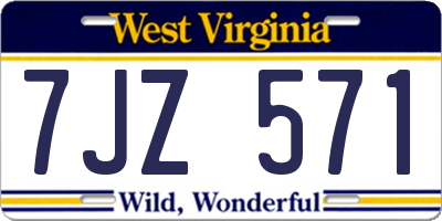 WV license plate 7JZ571