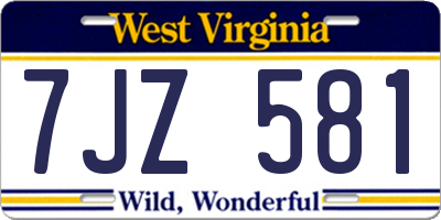 WV license plate 7JZ581