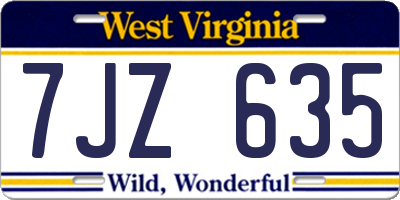 WV license plate 7JZ635