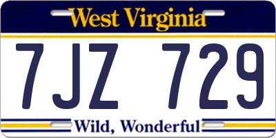 WV license plate 7JZ729