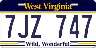 WV license plate 7JZ747