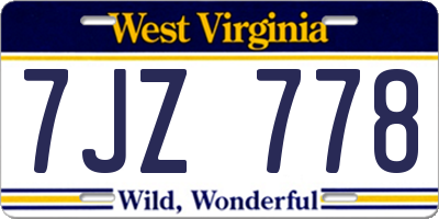 WV license plate 7JZ778