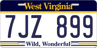 WV license plate 7JZ899