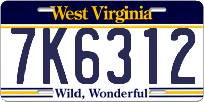 WV license plate 7K6312