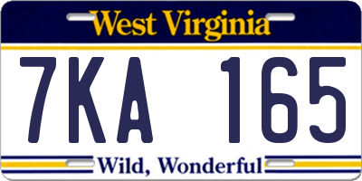 WV license plate 7KA165