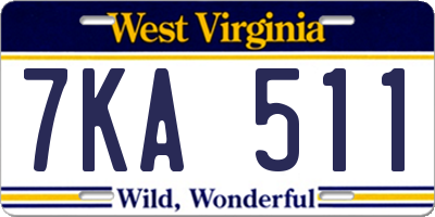 WV license plate 7KA511