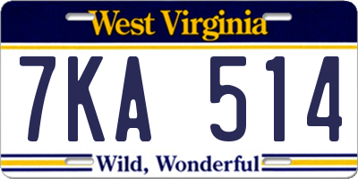WV license plate 7KA514