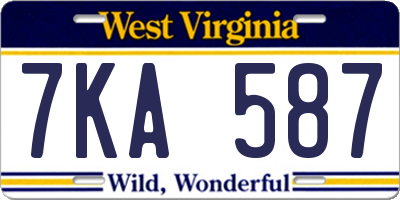 WV license plate 7KA587